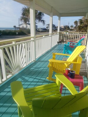 Relaxing covered front porch!  I love mornings sitting here drinking coffee.