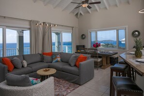 The great room with sweeping views of the Caribbean Sea!