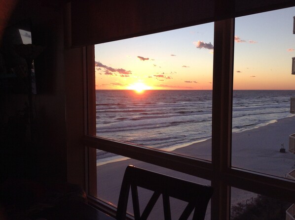 Sunset view from the dining nook