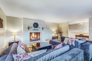 Gather your friends and family around our cozy gas fireplace
