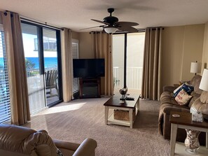 Living area with ocean view. 
