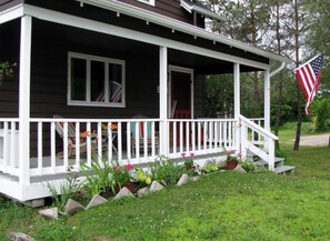 Relax on the front porch or the large private deck in the backyard.