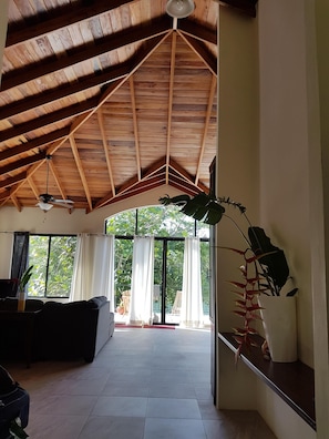 vaulted  ceilings from natural local  Belize hardwoods