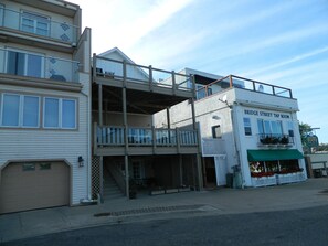 Bridge Park Dr view. The Marina Suite is the ground floor of the middle building