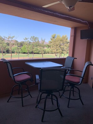 Patio With Outside Colored TV