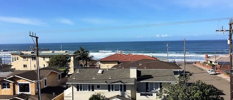 view from rooftop deck- one block to the beach, pier to the left