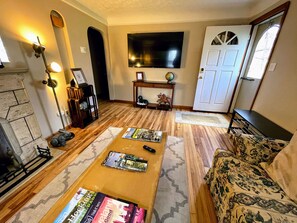 First Floor - Living Room has a 55" 4K TV with ATT TV, & Amazon Prime