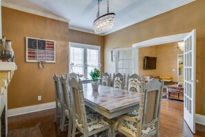 Elegant dining room with antique furnishings!