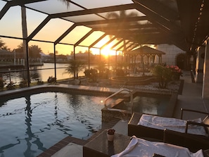Sunset 🌅 in the pool area