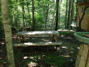 Grill & Chill at the picnic table in the shade!