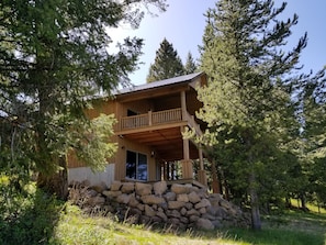 View of the front of the house that overlooks the creek.