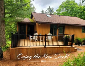 Bear Den Front of Cabin with Deck.