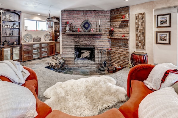 Wood Burning sunken fireplace is awesome