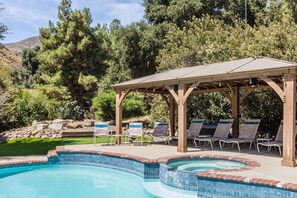 Lots of shade and sun for lounging and entertaining around the Pool and Jacuzzi 