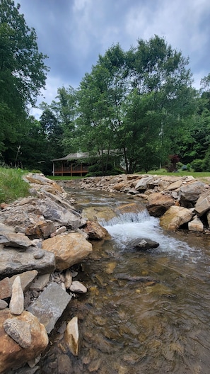 Creek provides soothing sound from deck and every room.