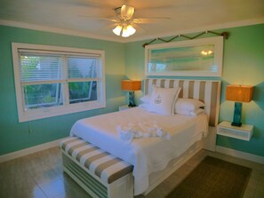 Luxurious comfort and 4 large windows to bring in the breeze!  Temper-pedic bed!