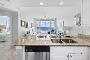 Enjoy Gulf views while preparing a delicious meal.