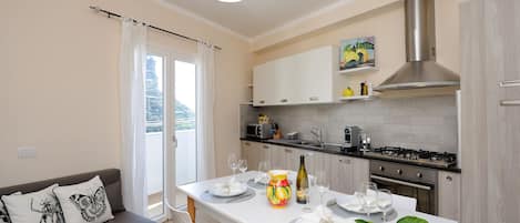 Kitchen and outside balcony