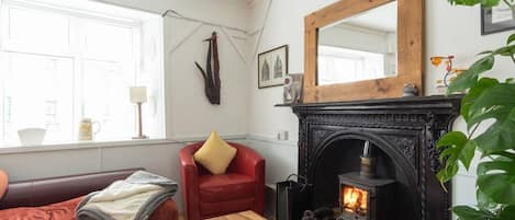 Open Sitting Room with Log Burner