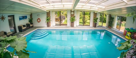 Heater indoor swimming pool - great all year rain or shine!