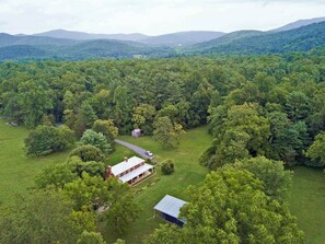 Our farmhouse, nestled at the foothills of Shenandoah National Park.