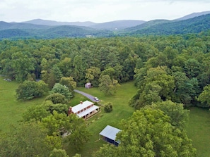 Our farmhouse, nestled at the foothills of Shenandoah National Park.