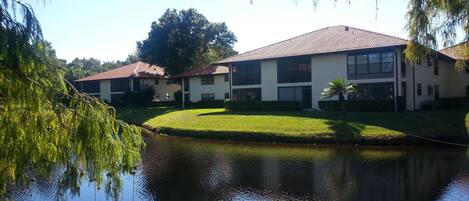 Condo over looking the pond where ducks, cranes & otters are seen
