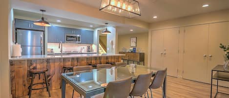 Dining Area with Updated LARGER dining room table for 8.