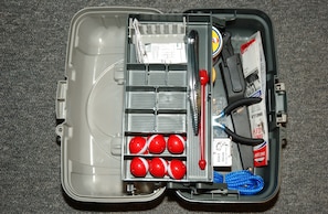 Fishing equipment (2 poles and tackle box - fully stocked)