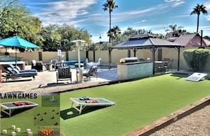 Resort Style Backyard with lots of outdoor games