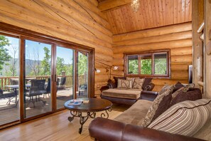 Living room with mountain views