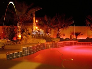 Deck jets with Fiberoptic lights and foggers in the pool