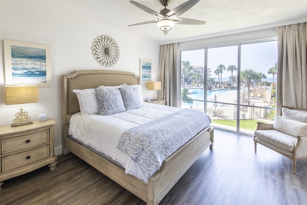 Master Suite overlooking pool with beach view