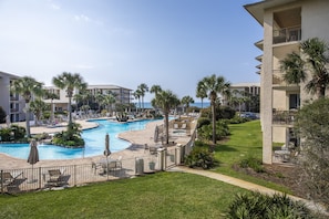 View of pool and beach