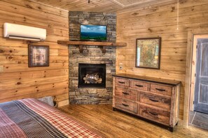 Romantic gas fireplace in the bedroom
