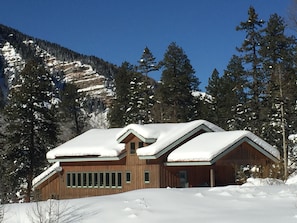 South face of cabin in Winter
