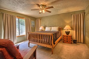 Spacious master bedroom with a queen bed, private A/C 