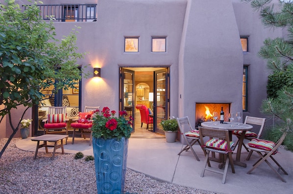 Outside patio for relaxing after a day of exploring Santa Fe