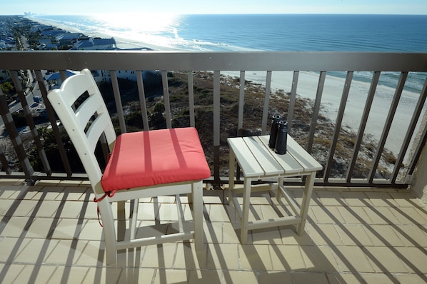 Gulf-front balcony overlooking ocean and east coast down to Panama City Beach