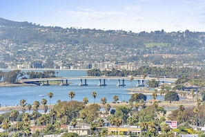 The amazing Ingraham St bridge over Mission Bay shines bright at night. See it?
