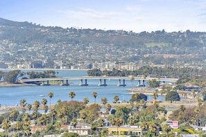 The amazing Ingraham St bridge over Mission Bay shines bright at night.  See it?