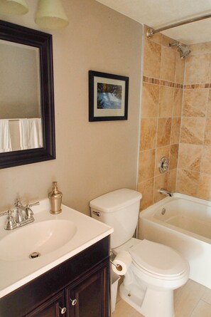 Main Bath with deep soaking tub