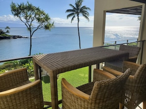 View from our Lanai, of Lanai, with our new high table and chairs
