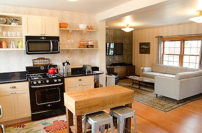 Full kitchen & adjacent living space