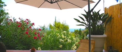 Oleanders in blossom under the terrace.