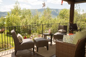 Enjoy views of Snowbasin and Nordic Valley from the deck off the kitchen.