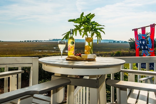A view of the Marsh and Hunting Island from the deck