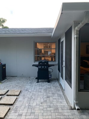 Your own gas grill on the private deck