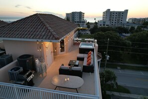 Gorgeous sunset and water views and a private hot tub to enjoy them in.