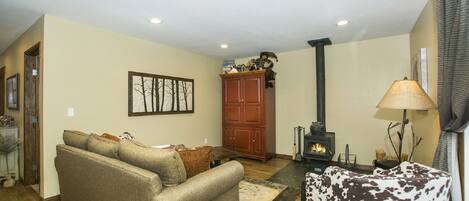 Cozy wood stove in the living room